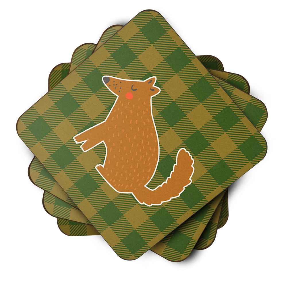 Brown Wolf Foam Coasters Set of 4 Cup Coasters for Indoor Outdoor, Tabletop Protection, Anti Slip, Mouse pad Material