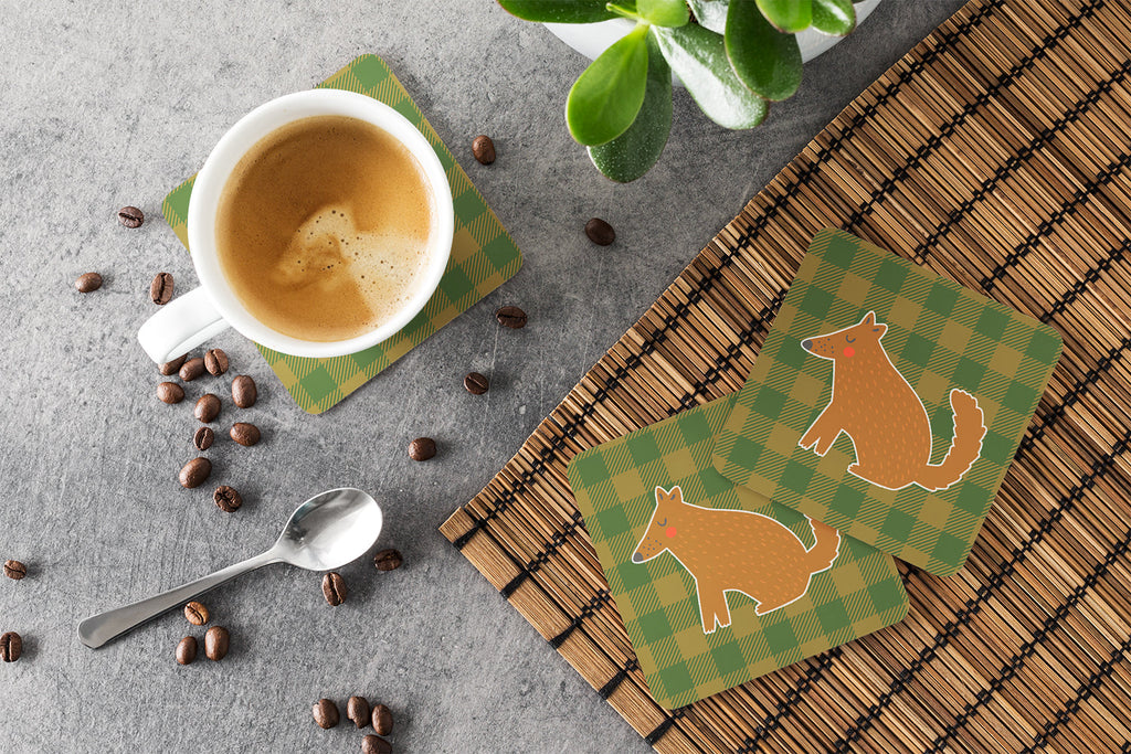 Brown Wolf Foam Coasters Set of 4 Cup Coasters for Indoor Outdoor, Tabletop Protection, Anti Slip, Mouse pad Material