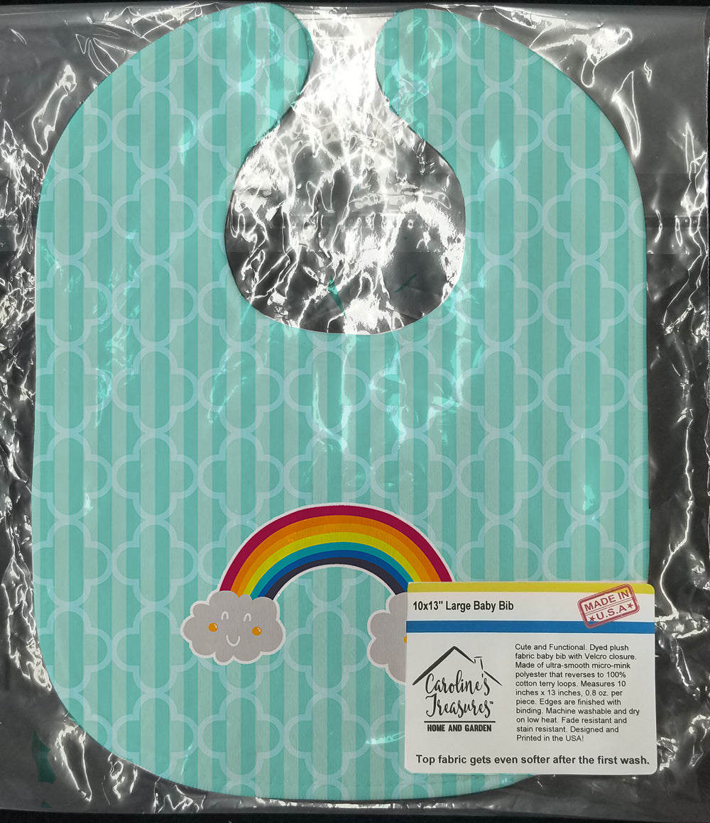 Rainbow in Clouds Baby Bib Easy-Clean Baby Bib Baby Feeding Accessory Baby Mealtime Essential, 10 x 13, Multicolor