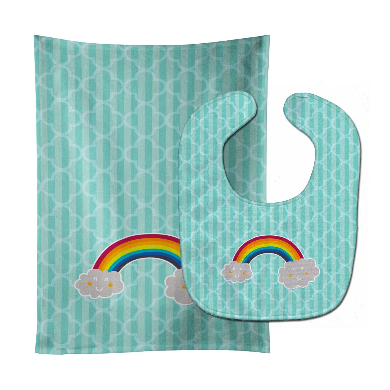 Rainbow in Clouds Baby Bib & Burp Cloth Easy-Clean Baby Bib Baby Feeding Accessory Baby Mealtime Essential