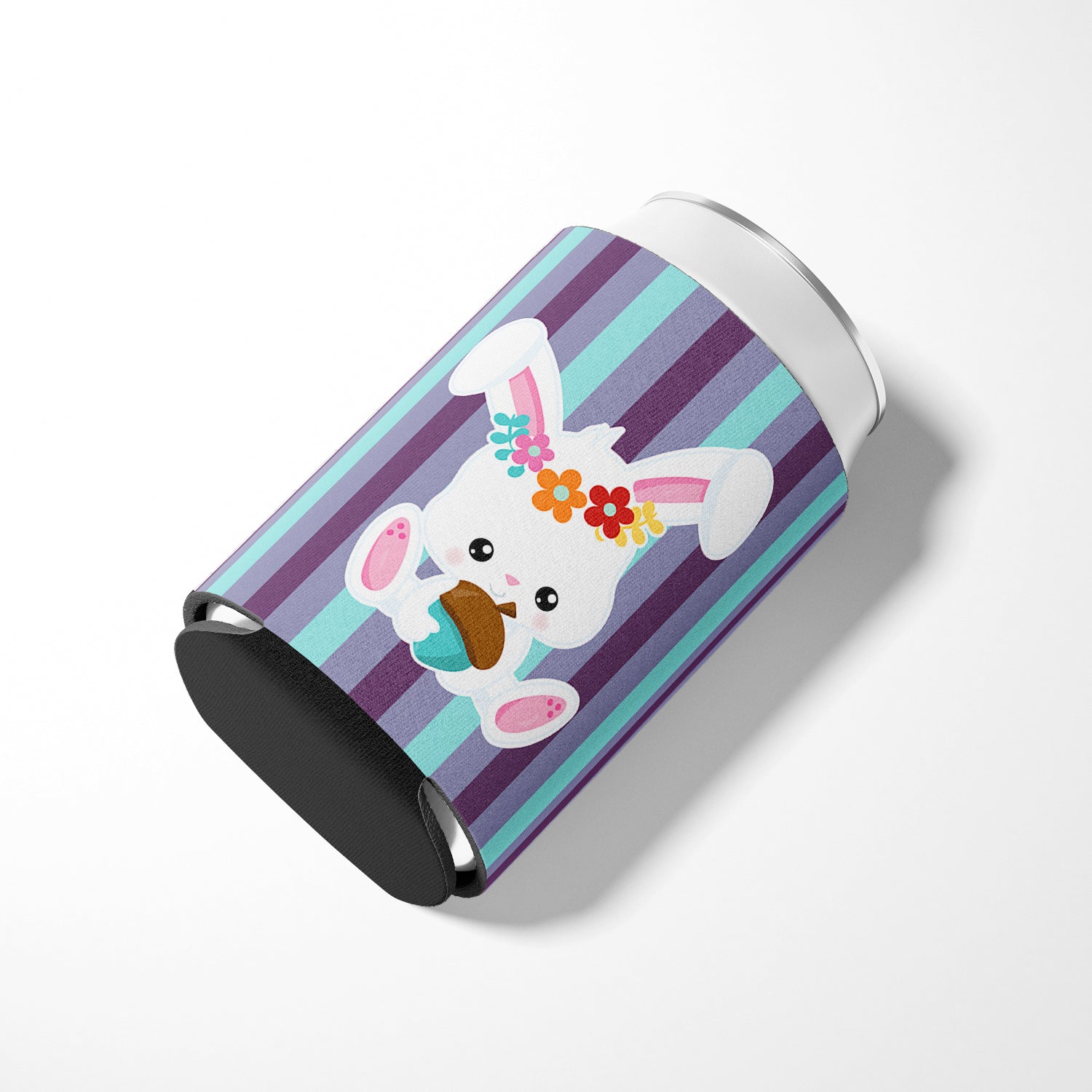 Bunny Rabbit Can or Bottle Hugger Cooler Sleeve for Standard 12 oz Cans, Insulated Foam Beer & Soda Can Hugger Reusable