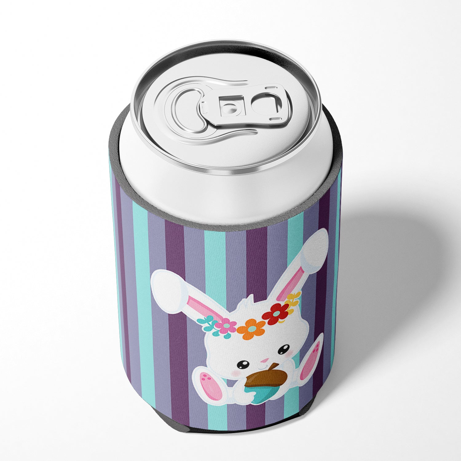 Bunny Rabbit Can or Bottle Hugger Cooler Sleeve for Standard 12 oz Cans, Insulated Foam Beer & Soda Can Hugger Reusable