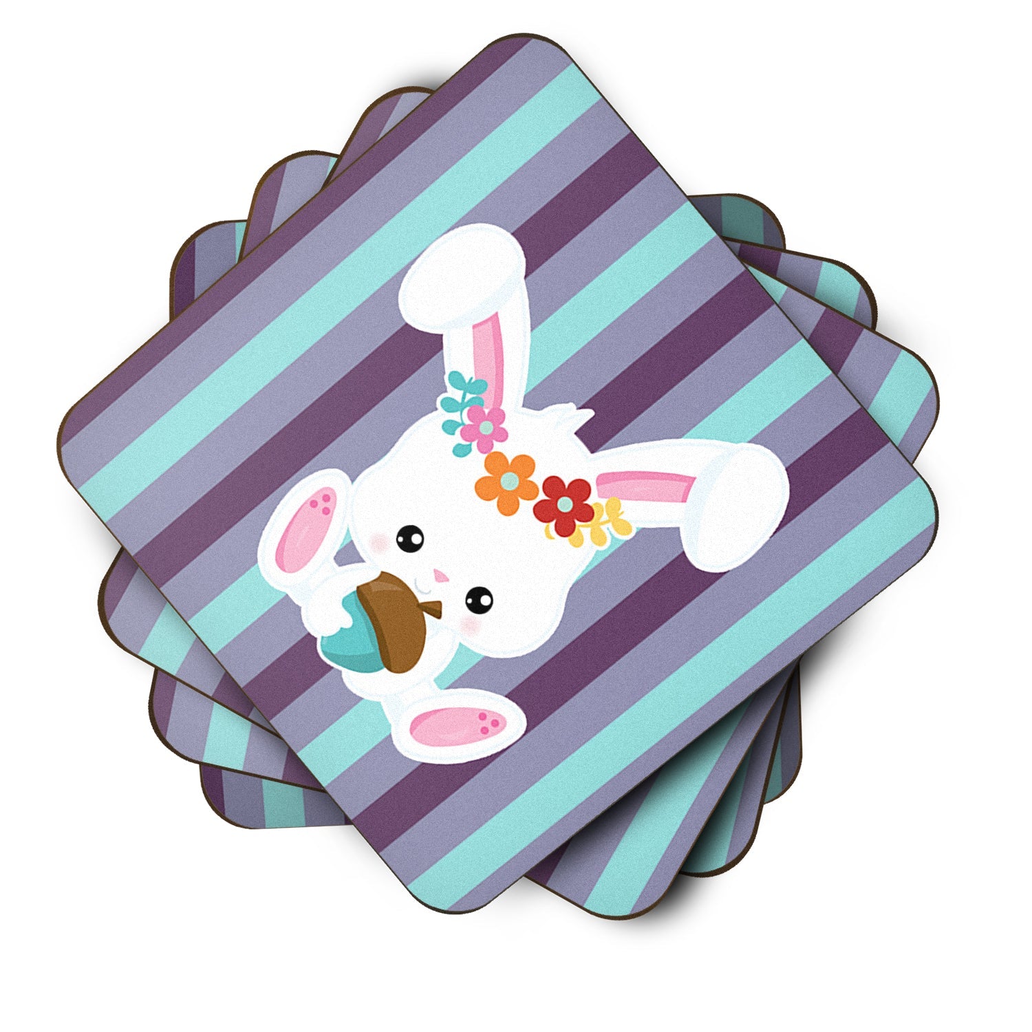 Bunny Rabbit Foam Coasters Set of 4 Cup Coasters for Indoor Outdoor, Tabletop Protection, Anti Slip, Mouse pad Material