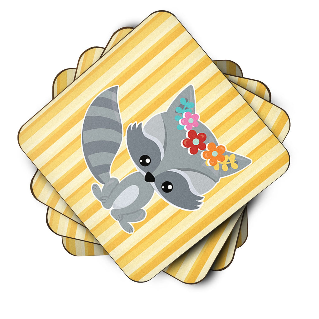 Raccoon Foam Coasters Set of 4 Cup Coasters for Indoor Outdoor, Tabletop Protection, Anti Slip, Mouse pad Material