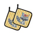Raccoon Pot Holder Set of 2 Heat Resistant Quilted Hot Pads 7.5 x 7.5 Inch, Insulated Kitchen Trivets for Cooking & Baking