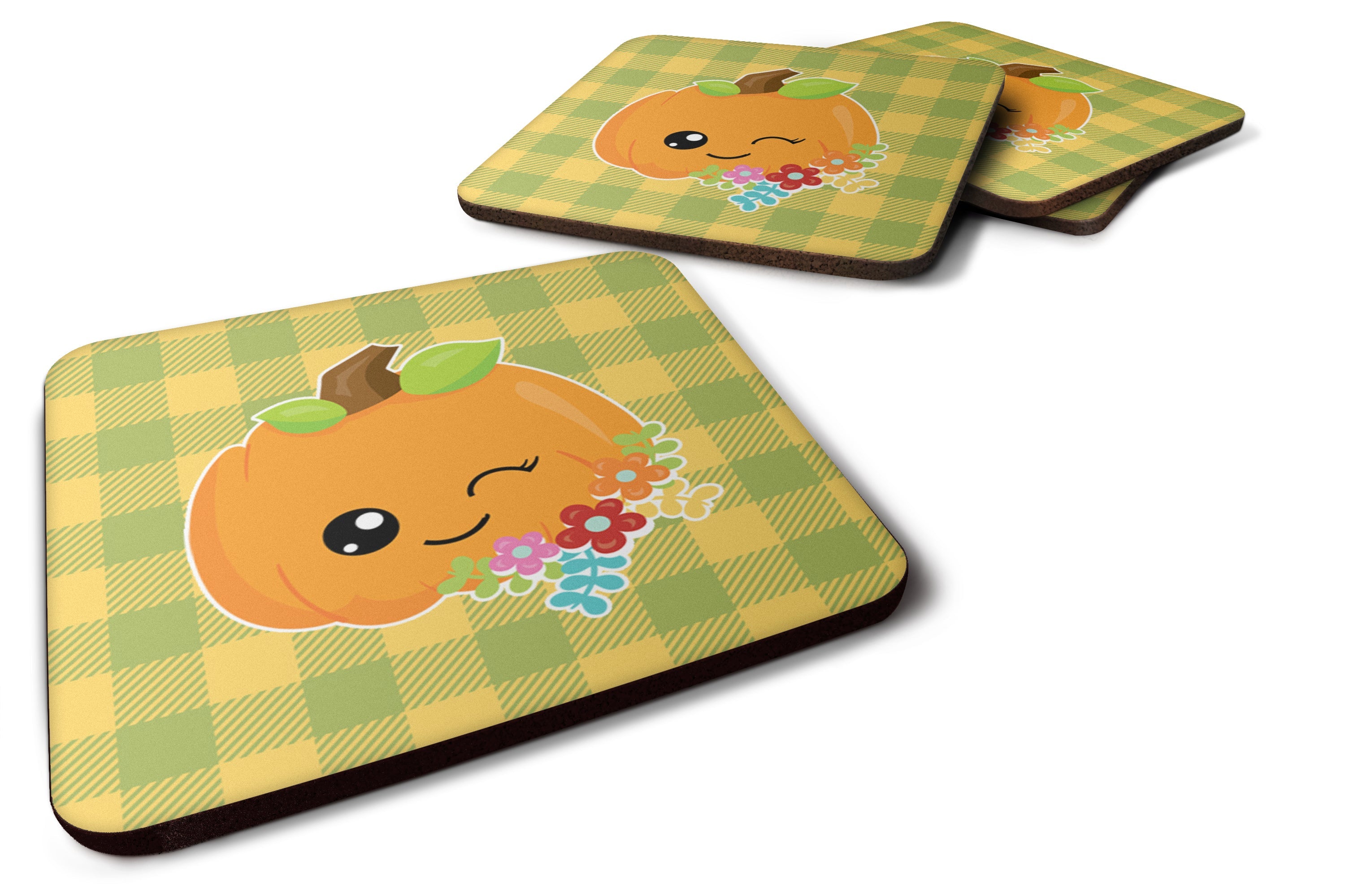 Mr. Winky Pumpkin Foam Coasters Set of 4 Cup Coasters for Indoor Outdoor, Tabletop Protection, Anti Slip, Mouse pad Material