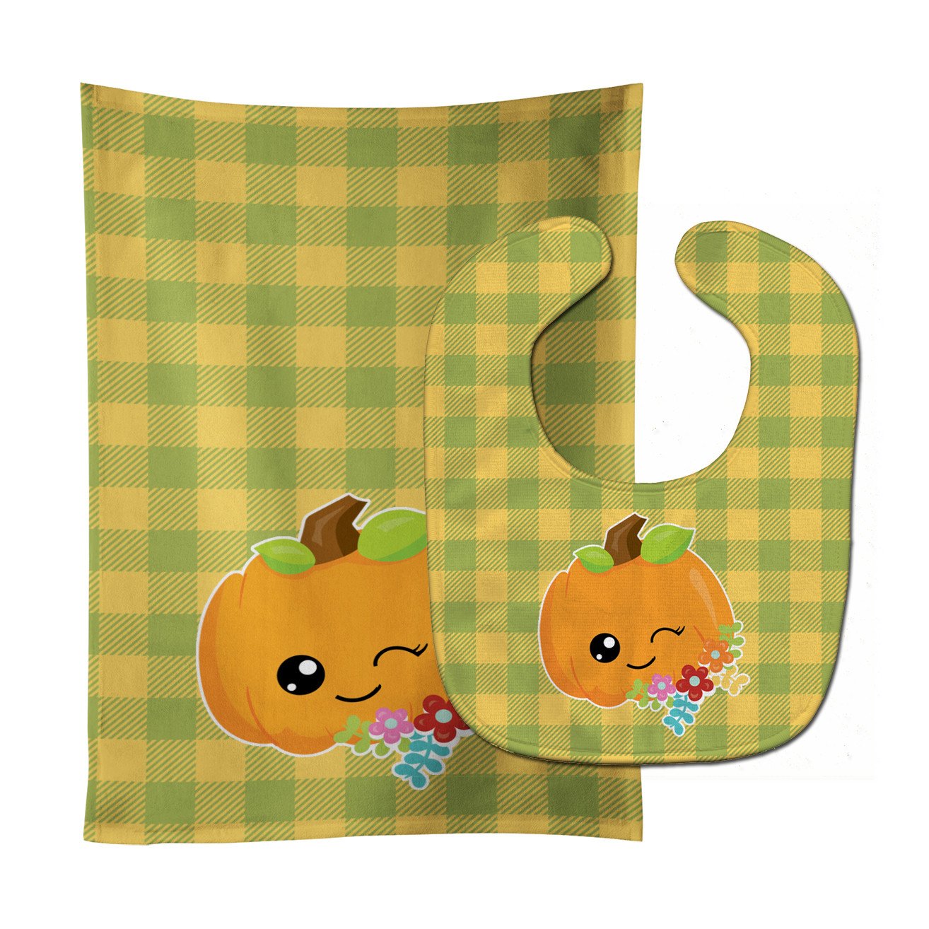 Mr. Winky Pumpkin Baby Bib & Burp Cloth Easy-Clean Baby Bib Baby Feeding Accessory Baby Mealtime Essential
