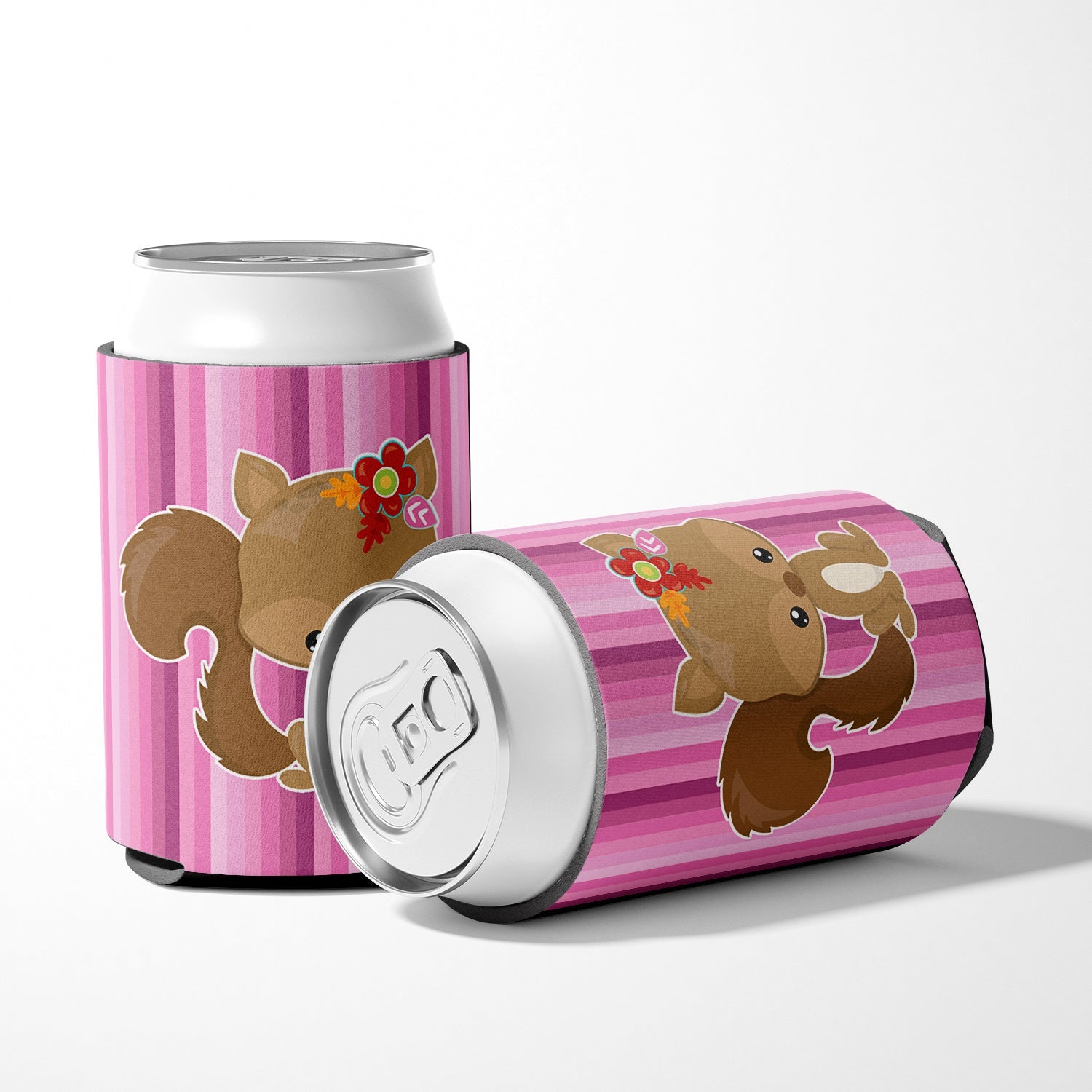 Squirrel Can or Bottle Hugger Cooler Sleeve for Standard 12 oz Cans, Insulated Foam Beer & Soda Can Hugger Reusable