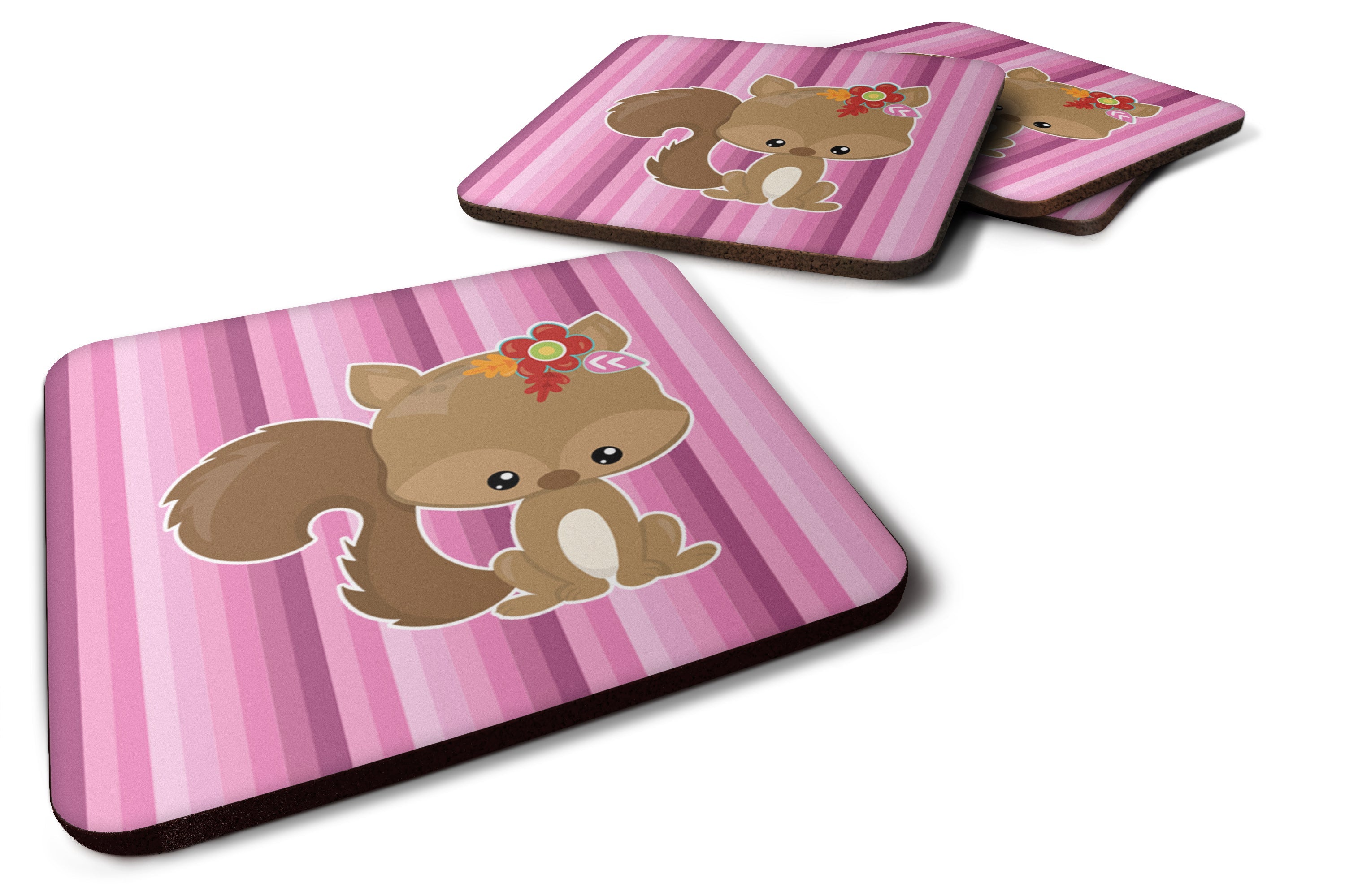 Squirrel Foam Coasters Set of 4 Cup Coasters for Indoor Outdoor, Tabletop Protection, Anti Slip, Mouse pad Material