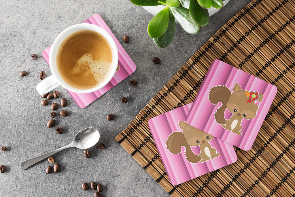 Squirrel Foam Coasters Set of 4 Cup Coasters for Indoor Outdoor, Tabletop Protection, Anti Slip, Mouse pad Material