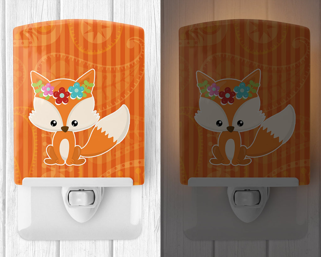 Fox Ceramic Night Light Compact, UL-Certified, Ideal for Bedroom, Bathroom, Nursery, Hallway, Kitchen, 6x4x3, Multicolor
