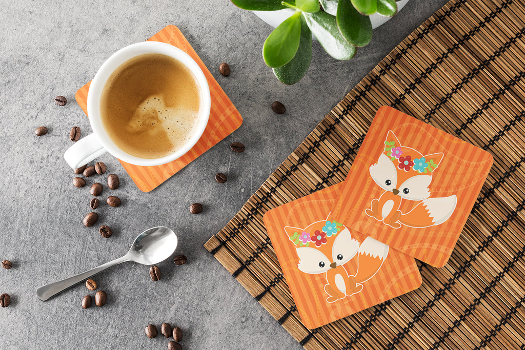 Fox Foam Coasters Set of 4 Cup Coasters for Indoor Outdoor, Tabletop Protection, Anti Slip, Mouse pad Material