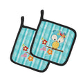 Blue Bird Pot Holder Set of 2 Heat Resistant Quilted Hot Pads 7.5 x 7.5 Inch, Insulated Kitchen Trivets for Cooking & Baking