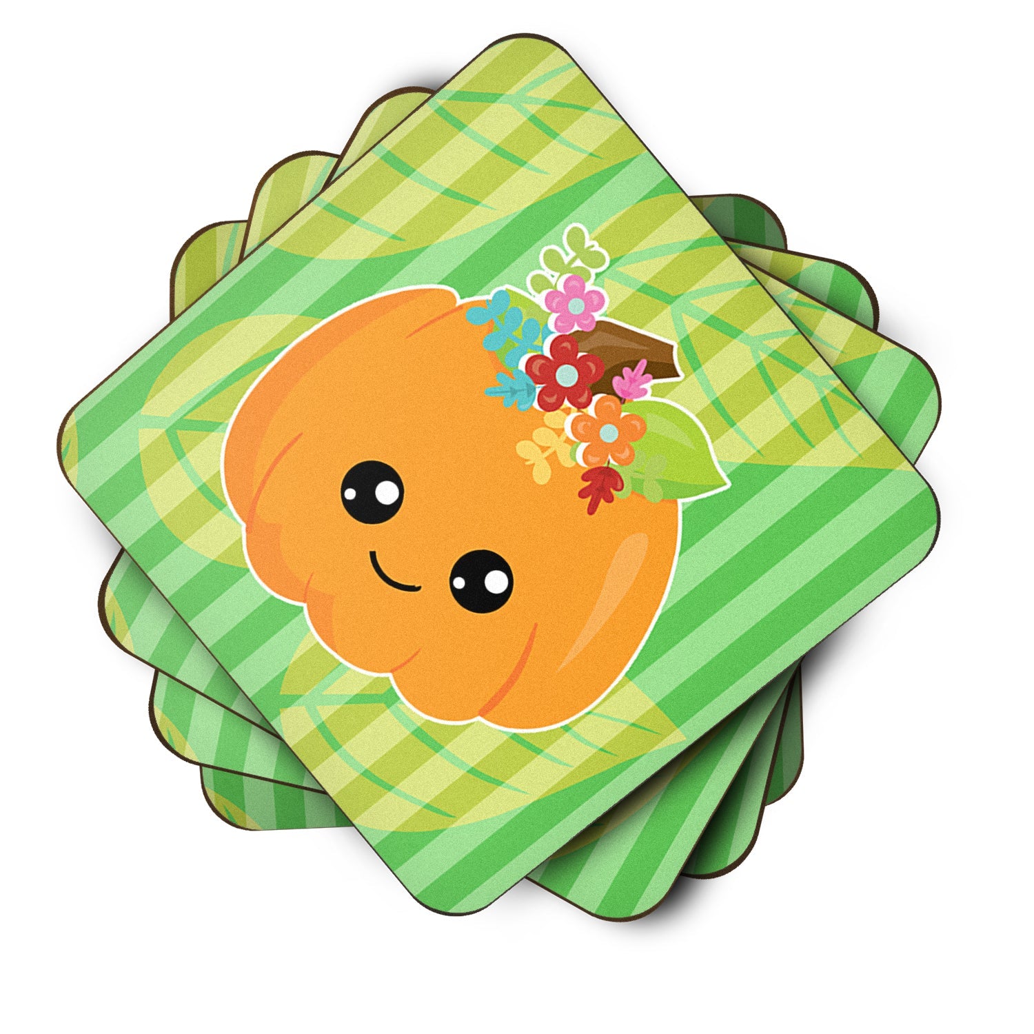 Pumpkin Fall Foam Coasters Set of 4 Cup Coasters for Indoor Outdoor, Tabletop Protection, Anti Slip, Mouse pad Material