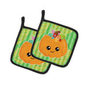 Pumpkin Fall Pot Holder Set of 2 Heat Resistant Quilted Hot Pads 7.5 x 7.5 Inch, Insulated Kitchen Trivets for Cooking & Baking