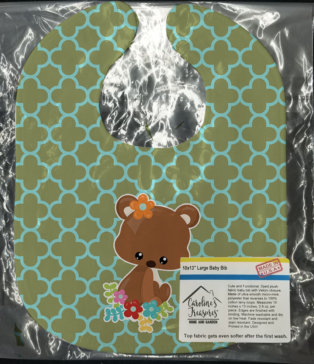 Baby Brown Bear Baby Bib Easy-Clean Baby Bib Baby Feeding Accessory Baby Mealtime Essential, 10 x 13, Multicolor