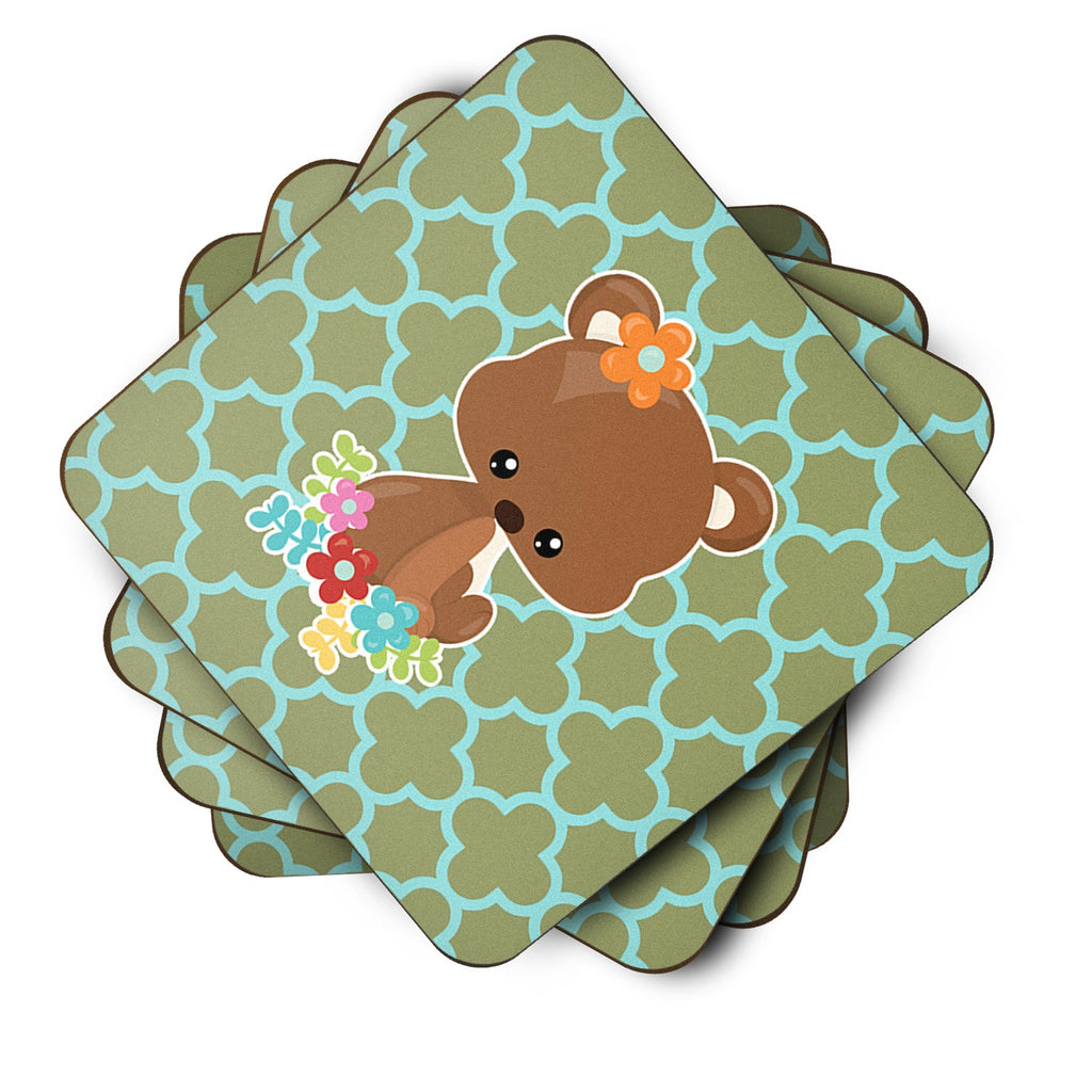 Baby Brown Bear Foam Coasters Set of 4 Cup Coasters for Indoor Outdoor, Tabletop Protection, Anti Slip, Mouse pad Material