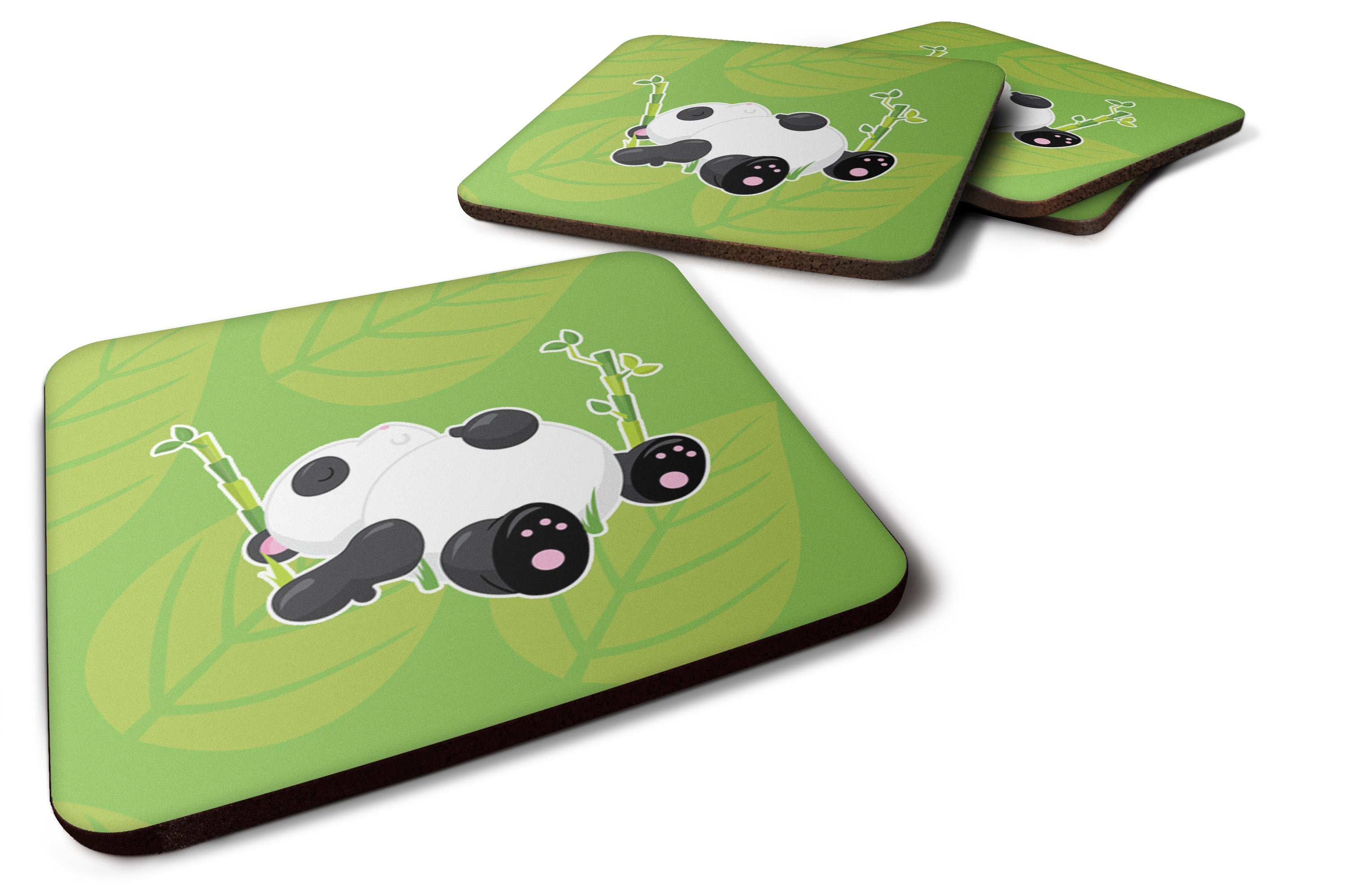 Passed Out Panda Foam Coasters Set of 4 Cup Coasters for Indoor Outdoor, Tabletop Protection, Anti Slip, Mouse pad Material