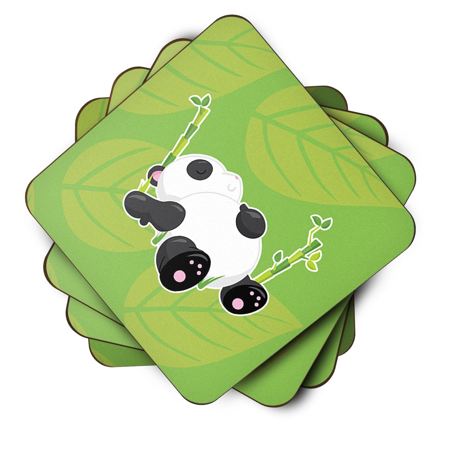 Passed Out Panda Foam Coasters Set of 4 Cup Coasters for Indoor Outdoor, Tabletop Protection, Anti Slip, Mouse pad Material