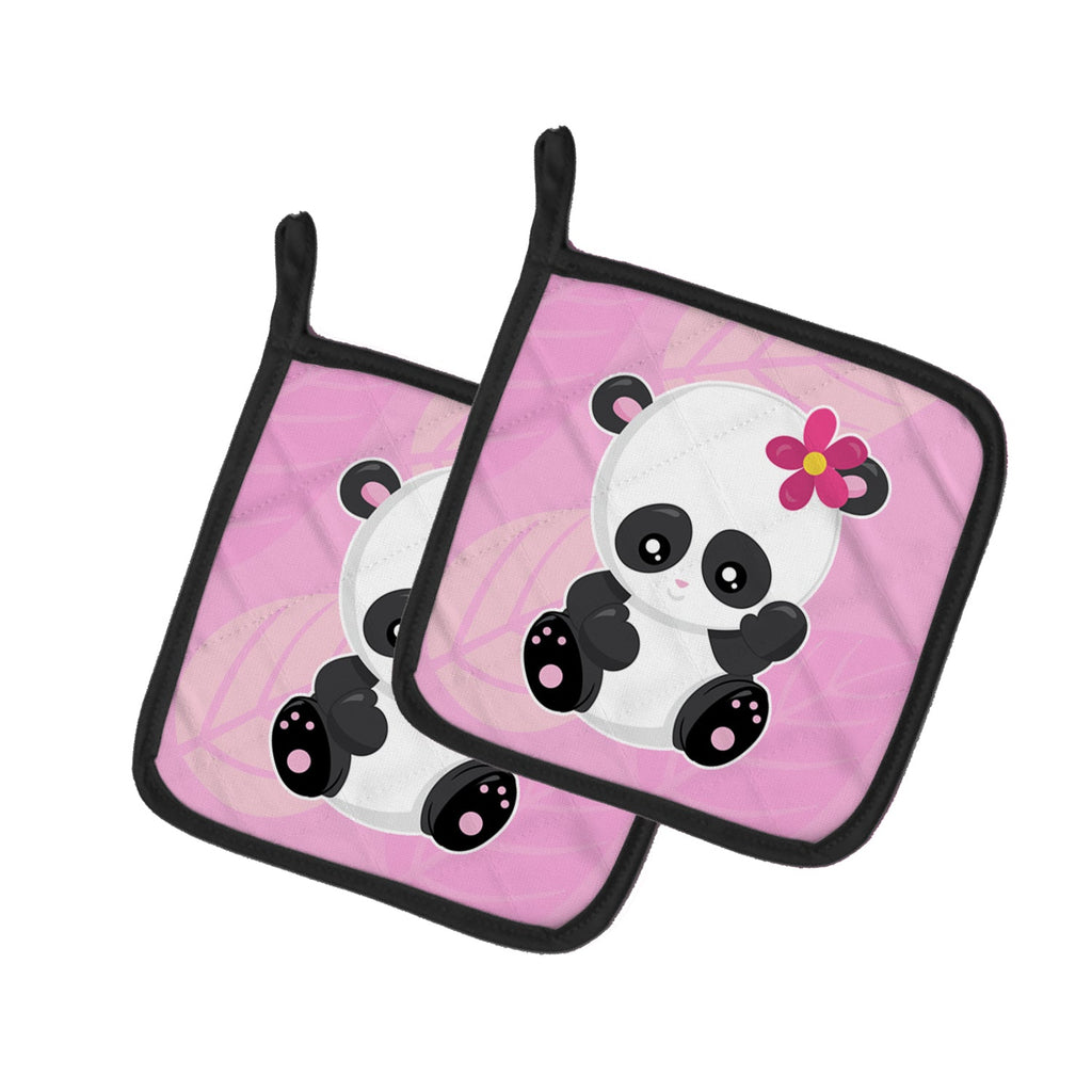 Hey Ya'll Panda Pot Holder Set of 2 Heat Resistant Quilted Hot Pads 7.5 x 7.5 Inch, Insulated Kitchen Trivets for Cooking & Baking