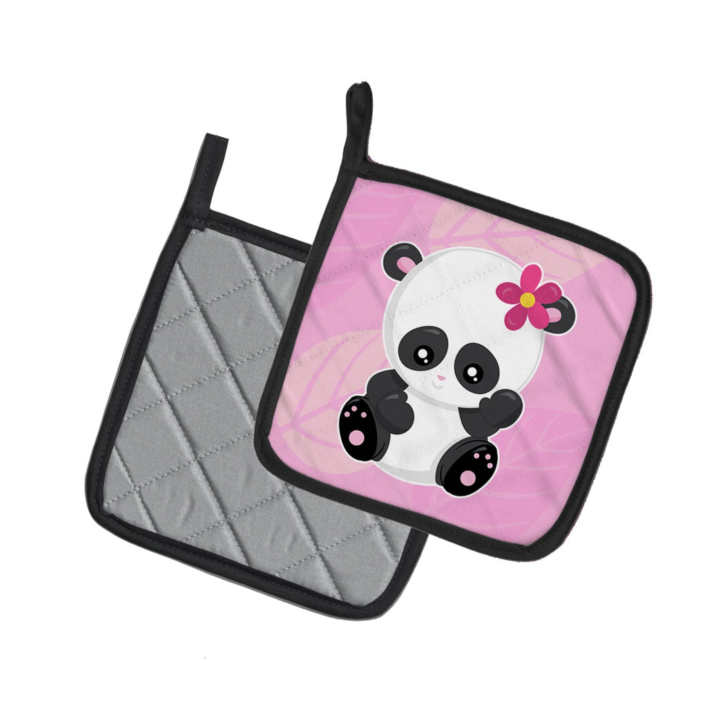 Hey Ya'll Panda Pot Holder Set of 2 Heat Resistant Quilted Hot Pads 7.5 x 7.5 Inch, Insulated Kitchen Trivets for Cooking & Baking