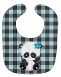 Panda on Plaid Baby Bib Easy-Clean Baby Bib Baby Feeding Accessory Baby Mealtime Essential, 10 x 13, Multicolor