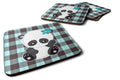 Panda on Plaid Foam Coasters Set of 4 Cup Coasters for Indoor Outdoor, Tabletop Protection, Anti Slip, Mouse pad Material