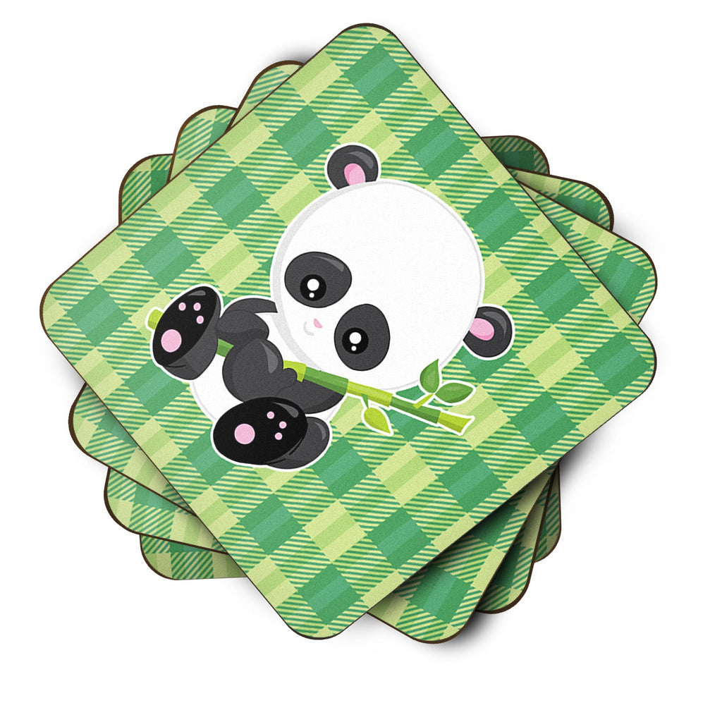 Panda Lucky Bamboo Foam Coasters Set of 4 Cup Coasters for Indoor Outdoor, Tabletop Protection, Anti Slip, Mouse pad Material