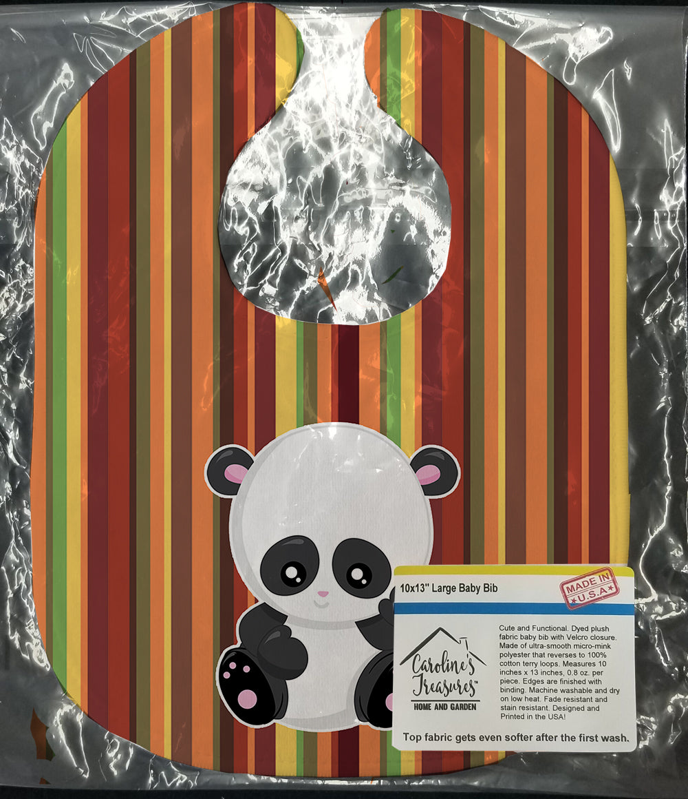 Striped Panda Baby Bib Easy-Clean Baby Bib Baby Feeding Accessory Baby Mealtime Essential, 10 x 13, Multicolor