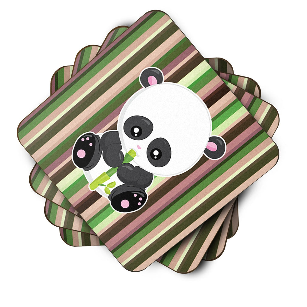 Bamboo Flute Panda Foam Coasters Set of 4 Cup Coasters for Indoor Outdoor, Tabletop Protection, Anti Slip, Mouse pad Material
