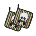 Bamboo Flute Panda Pot Holder Set of 2 Heat Resistant Quilted Hot Pads 7.5 x 7.5 Inch, Insulated Kitchen Trivets for Cooking & Baking