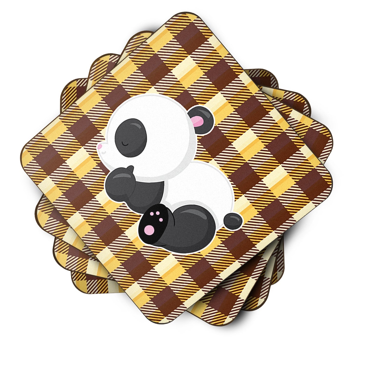 Panda Naptime Foam Coasters Set of 4 Cup Coasters for Indoor Outdoor, Tabletop Protection, Anti Slip, Mouse pad Material