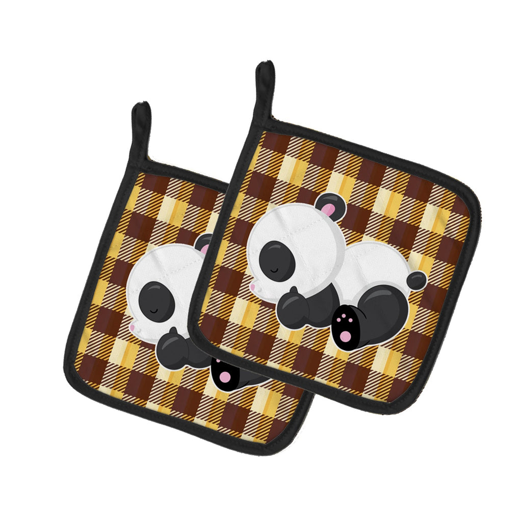 Panda Naptime Pot Holder Set of 2 Heat Resistant Quilted Hot Pads 7.5 x 7.5 Inch, Insulated Kitchen Trivets for Cooking & Baking