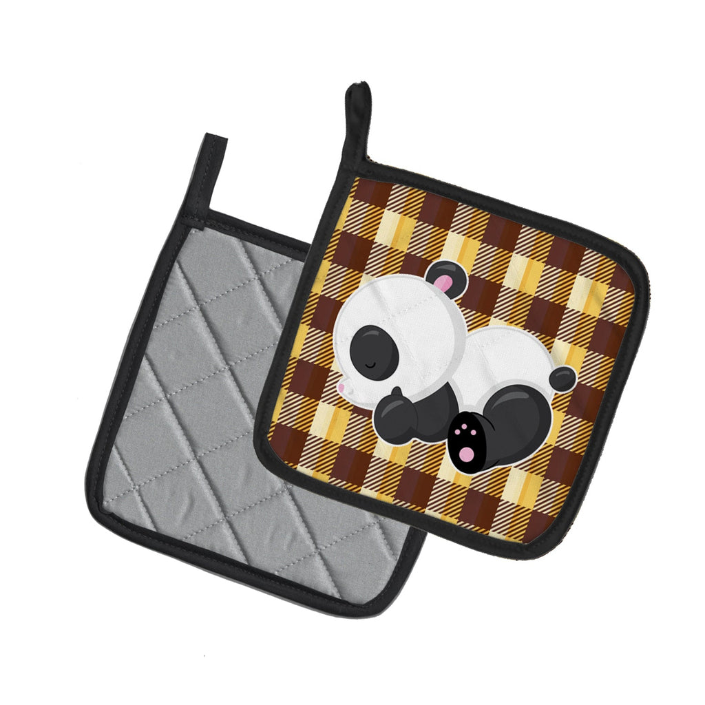 Panda Naptime Pot Holder Set of 2 Heat Resistant Quilted Hot Pads 7.5 x 7.5 Inch, Insulated Kitchen Trivets for Cooking & Baking