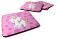 Pink Polkadot Unicorn Foam Coasters Set of 4 Cup Coasters for Indoor Outdoor, Tabletop Protection, Anti Slip, Mouse pad Material