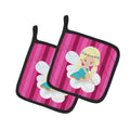 Blonde Fairy Pot Holder Set of 2 Heat Resistant Quilted Hot Pads 7.5 x 7.5 Inch, Insulated Kitchen Trivets for Cooking & Baking
