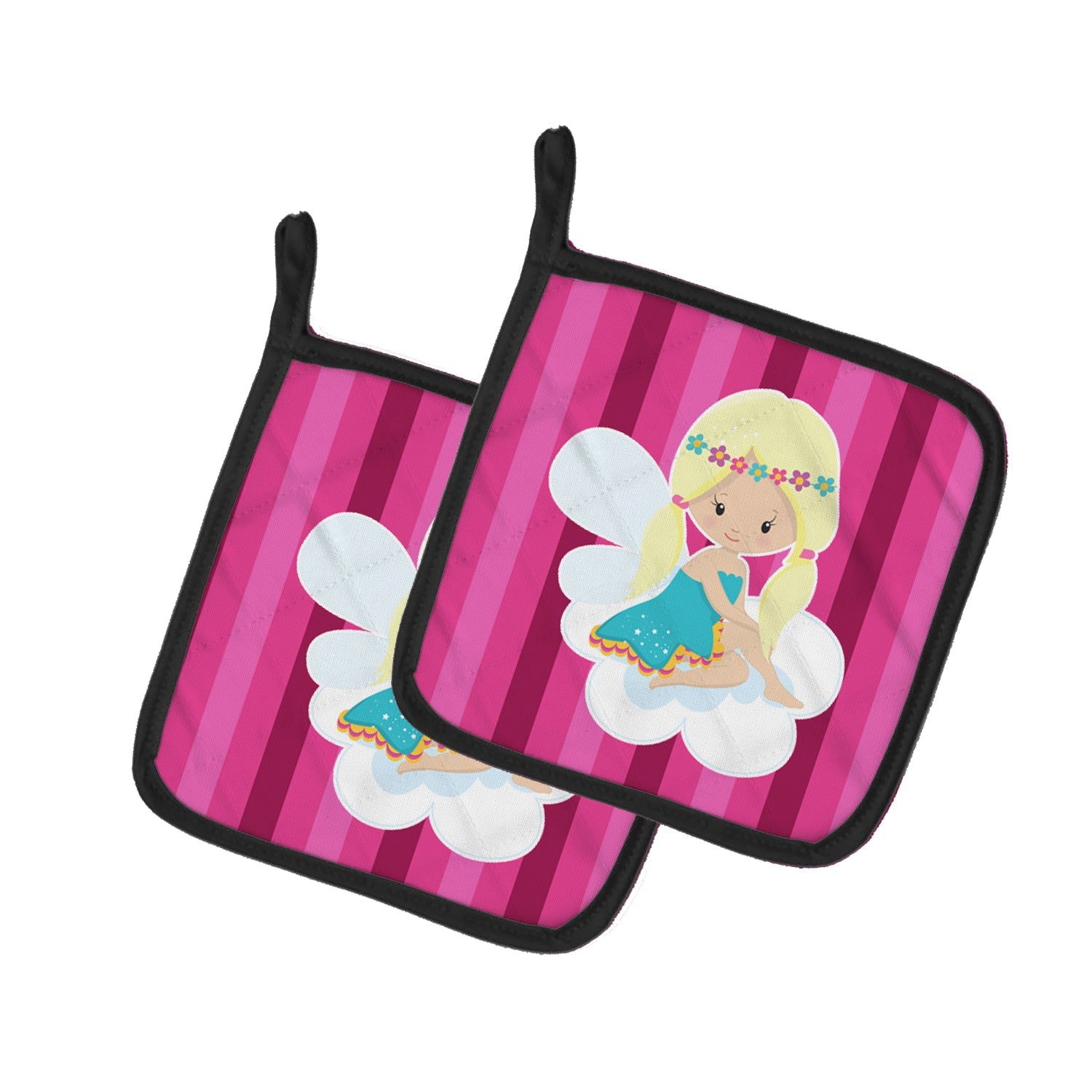 Blonde Fairy Pot Holder Set of 2 Heat Resistant Quilted Hot Pads 7.5 x 7.5 Inch, Insulated Kitchen Trivets for Cooking & Baking