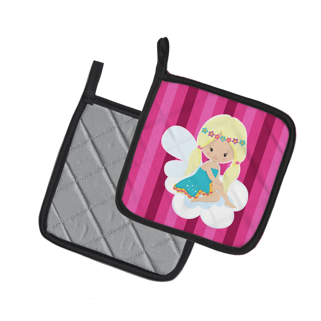 Blonde Fairy Pot Holder Set of 2 Heat Resistant Quilted Hot Pads 7.5 x 7.5 Inch, Insulated Kitchen Trivets for Cooking & Baking