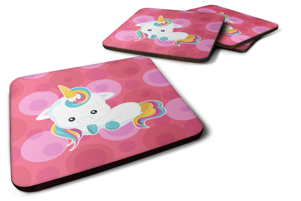Polkadots Unicorn Foam Coasters Set of 4 Cup Coasters for Indoor Outdoor, Tabletop Protection, Anti Slip, Mouse pad Material