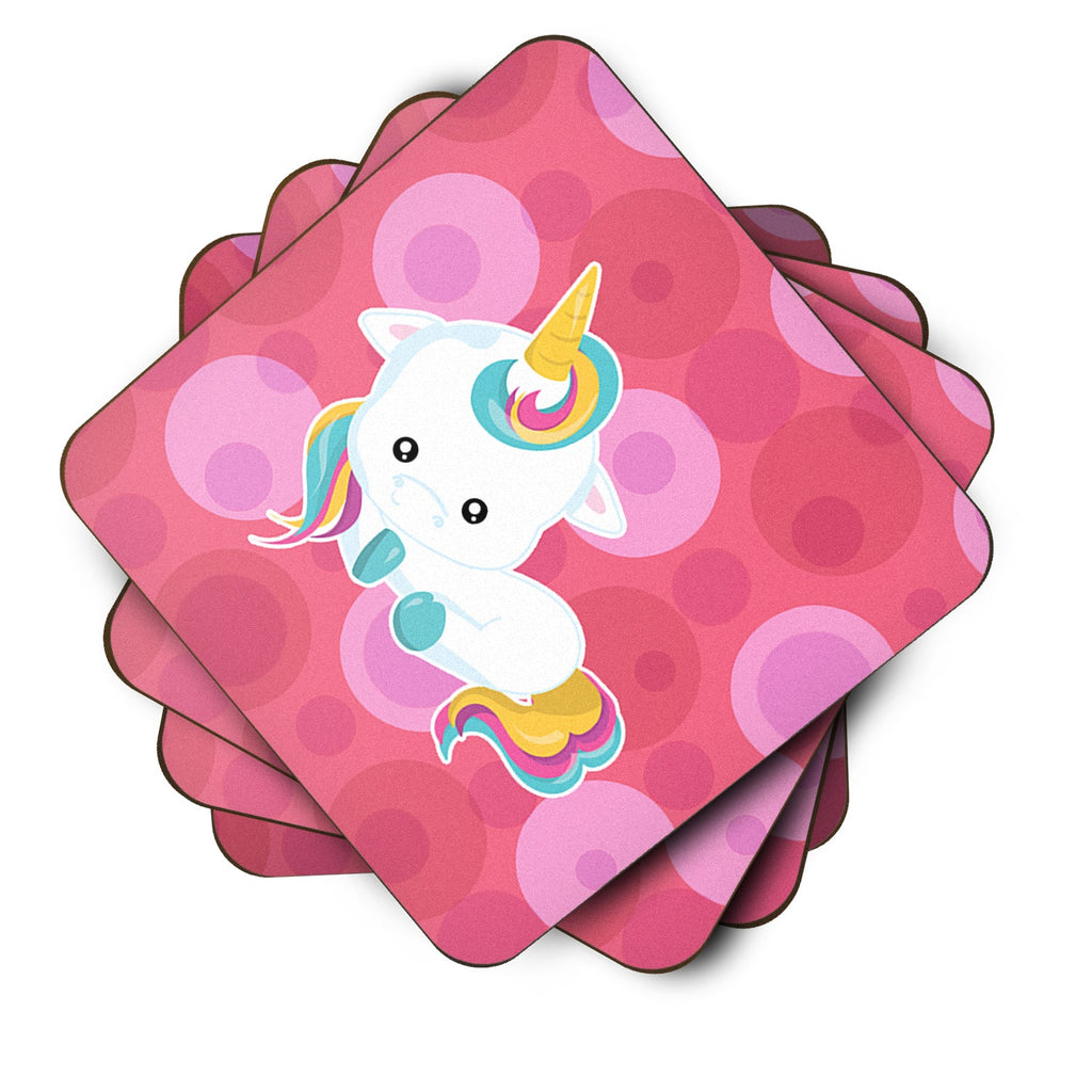 Polkadots Unicorn Foam Coasters Set of 4 Cup Coasters for Indoor Outdoor, Tabletop Protection, Anti Slip, Mouse pad Material