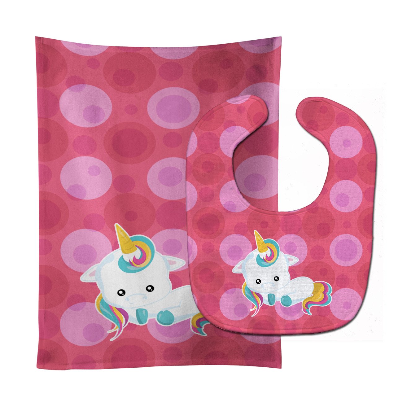 Polkadots Unicorn Baby Bib & Burp Cloth Easy-Clean Baby Bib Baby Feeding Accessory Baby Mealtime Essential