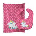 Quatrafoil Pink Unicorn Baby Bib & Burp Cloth Easy-Clean Baby Bib Baby Feeding Accessory Baby Mealtime Essential