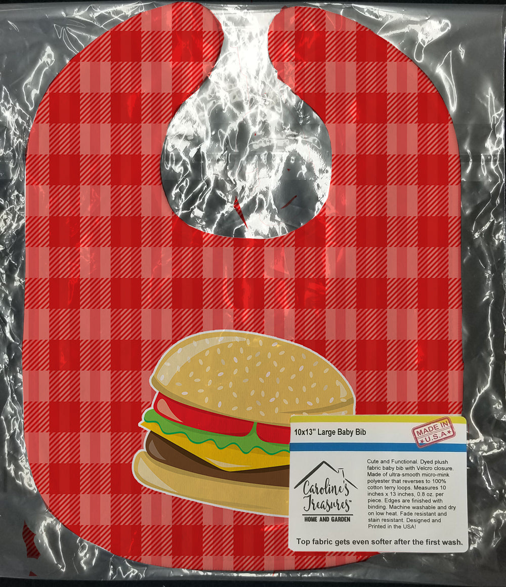 Hamburger Plaid Baby Bib Easy-Clean Baby Bib Baby Feeding Accessory Baby Mealtime Essential, 10 x 13, Multicolor