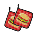 Hamburger Plaid Pot Holder Set of 2 Heat Resistant Quilted Hot Pads 7.5 x 7.5 Inch, Insulated Kitchen Trivets for Cooking & Baking
