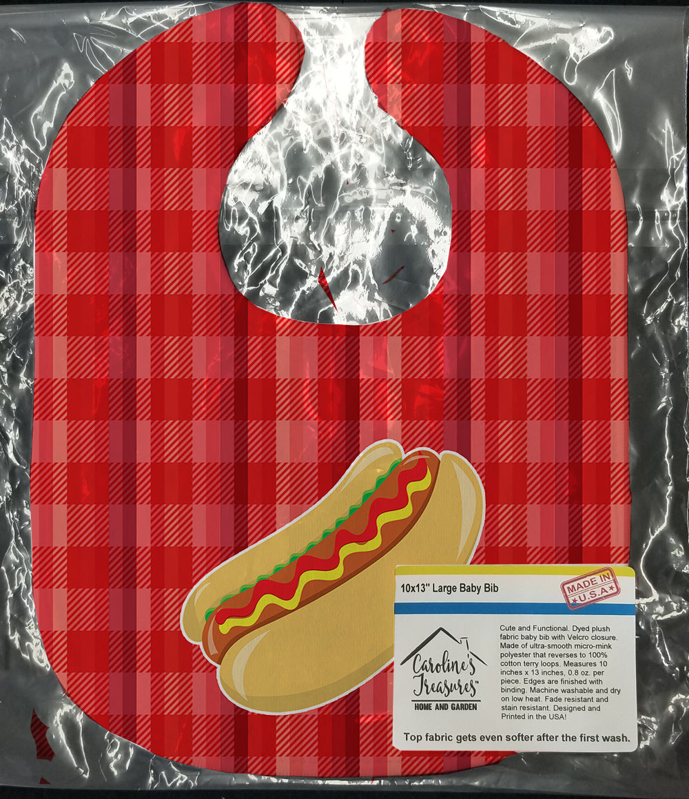 Hot Dog Plaid Baby Bib Easy-Clean Baby Bib Baby Feeding Accessory Baby Mealtime Essential, 10 x 13, Multicolor