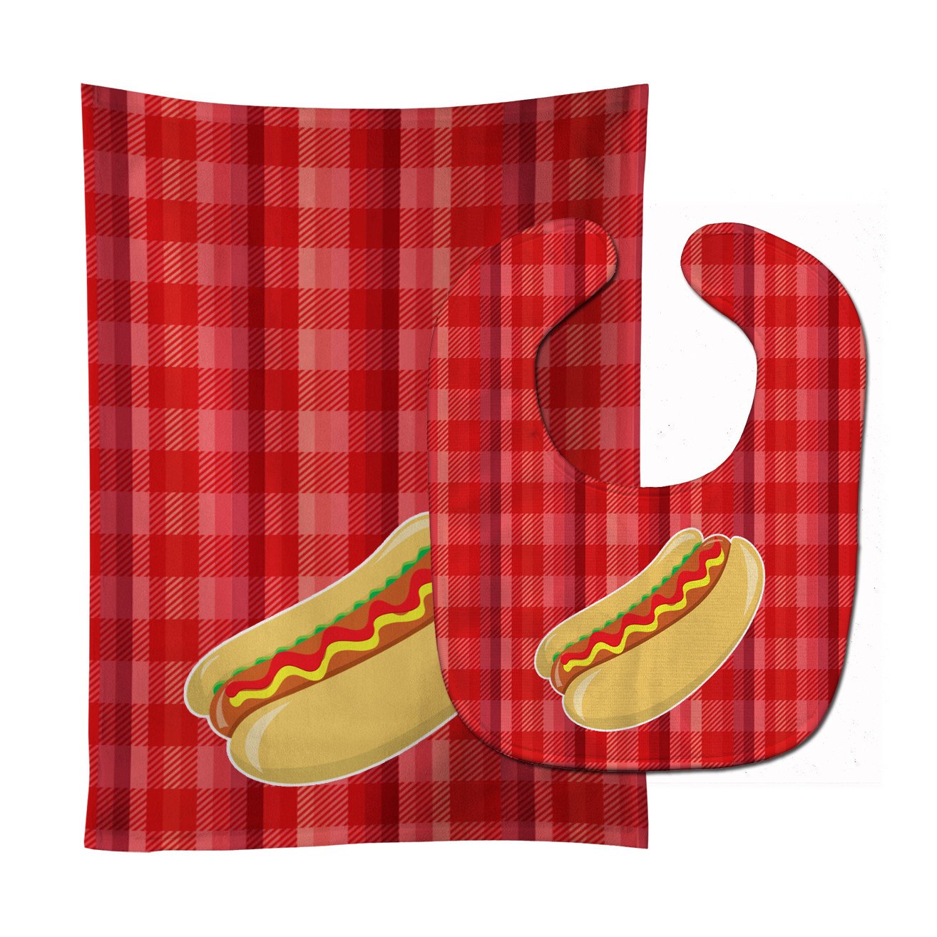 Hot Dog Plaid Baby Bib & Burp Cloth Easy-Clean Baby Bib Baby Feeding Accessory Baby Mealtime Essential