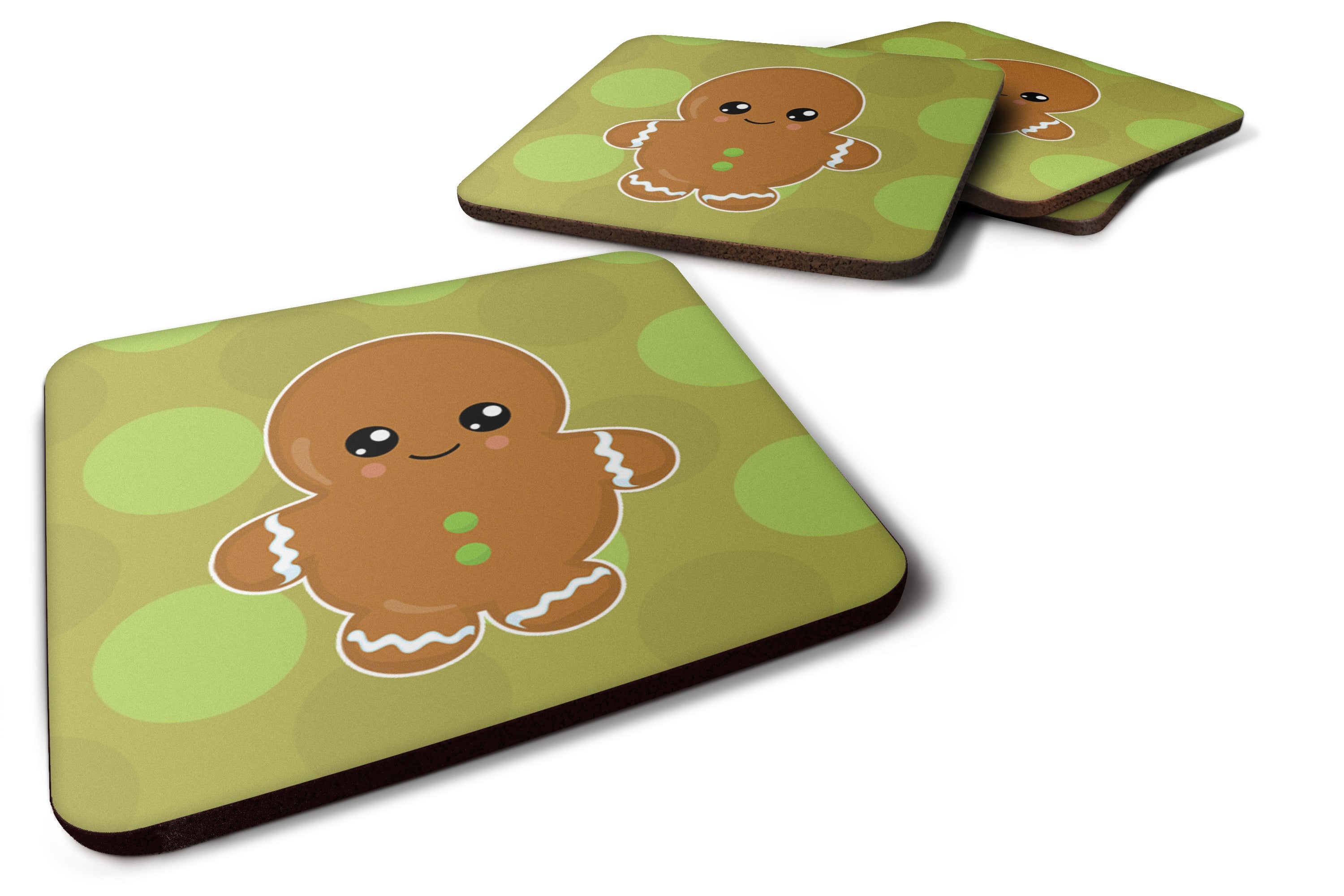 Christmas Gingerbread Man Foam Coasters Set of 4 Cup Coasters for Indoor Outdoor, Tabletop Protection, Anti Slip, Mouse pad Material