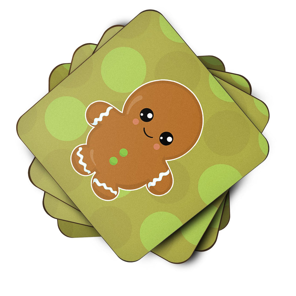 Christmas Gingerbread Man Foam Coasters Set of 4 Cup Coasters for Indoor Outdoor, Tabletop Protection, Anti Slip, Mouse pad Material