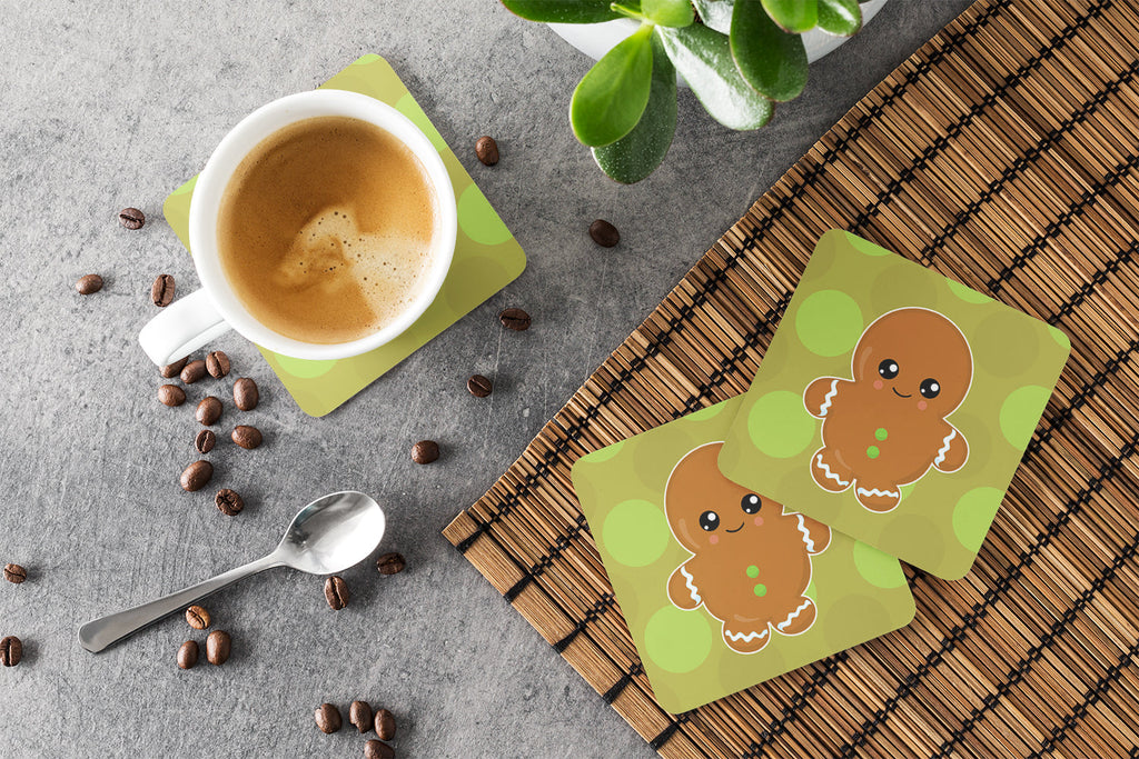 Christmas Gingerbread Man Foam Coasters Set of 4 Cup Coasters for Indoor Outdoor, Tabletop Protection, Anti Slip, Mouse pad Material