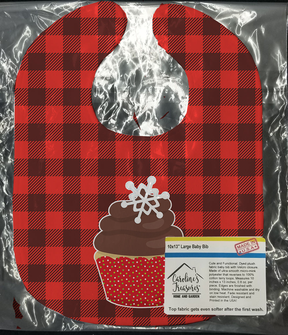 Christmas Cupcake Baby Bib Easy-Clean Baby Bib Baby Feeding Accessory Baby Mealtime Essential, 10 x 13, Multicolor